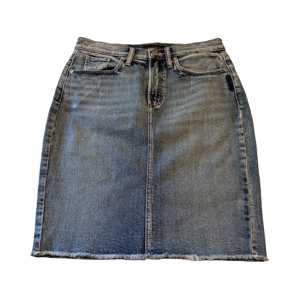 Silver Jeans Co Frisco Pencil Denim Skirt Medium Wash Raw Hem Womans Size 4